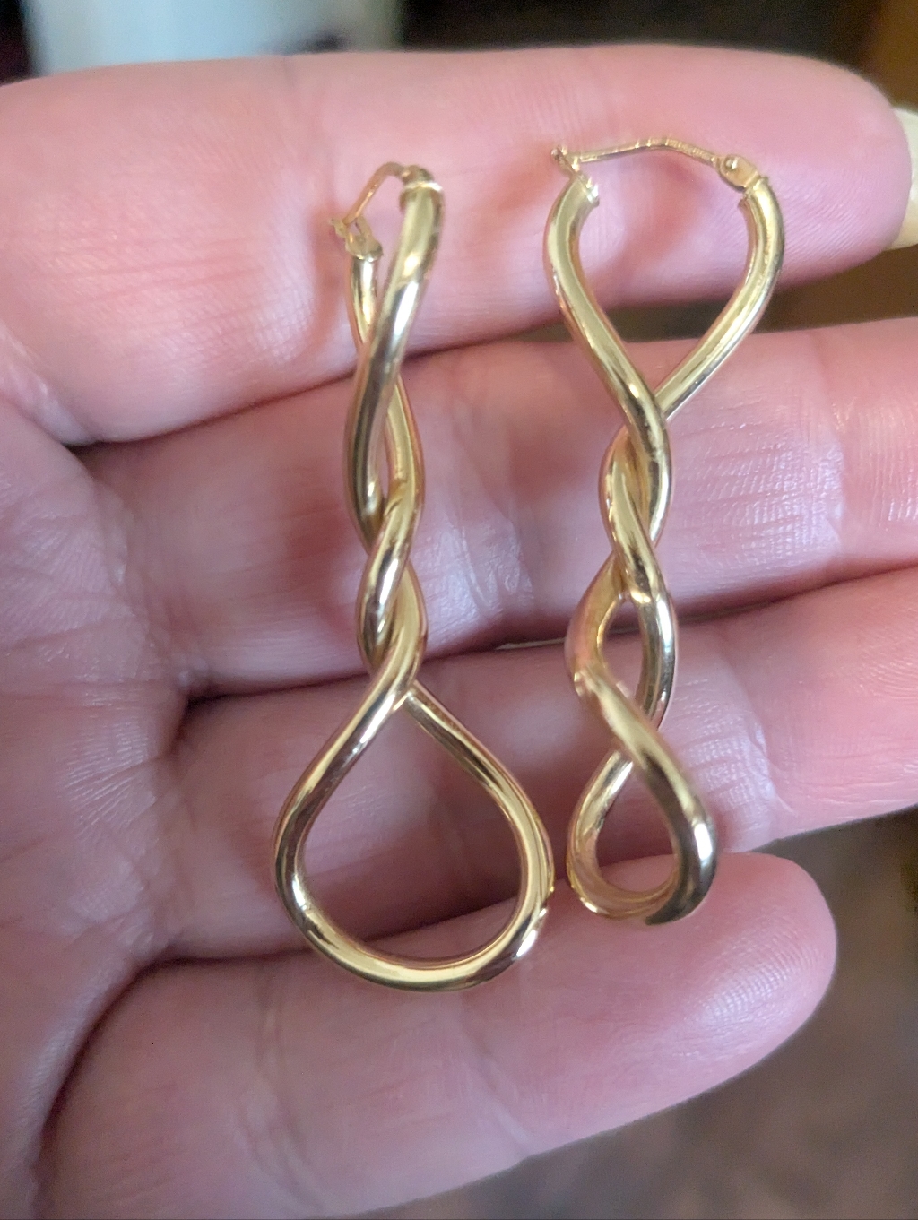14k Yellow Gold Twisted Hoop Drop Earrings 2 Long Milor 325$
